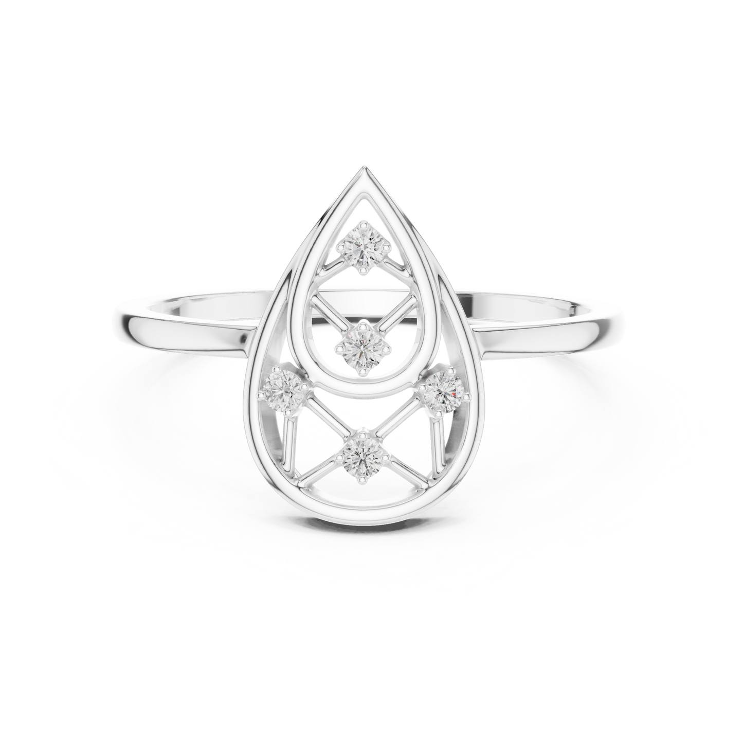 Round Lab Grown Diamond Pear Cut Frame Ring