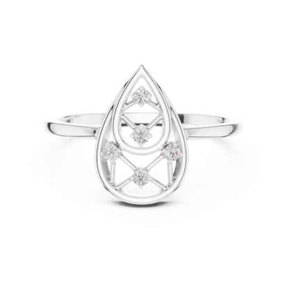 Round Lab Grown Diamond Pear Cut Frame Ring