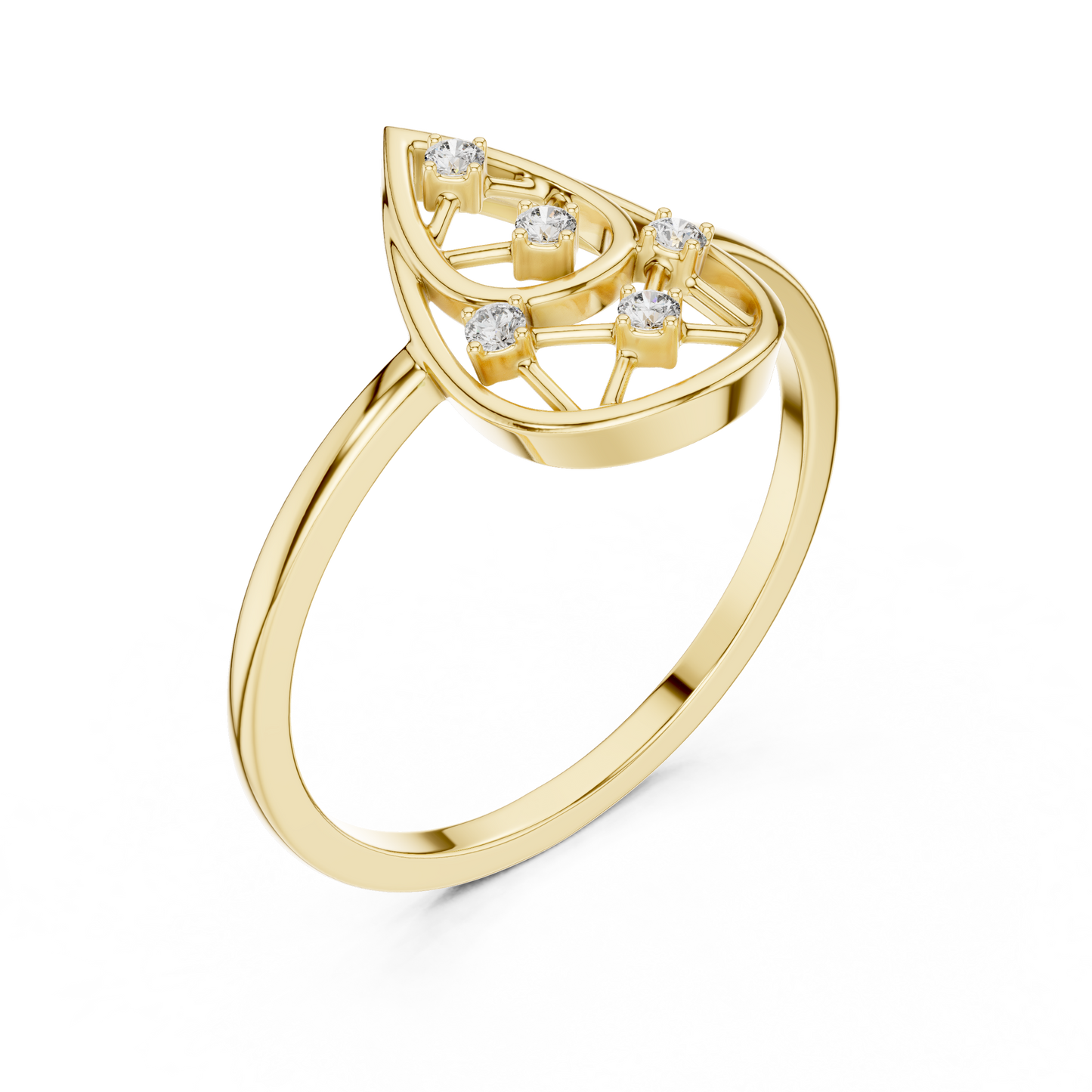 Round Lab Grown Diamond Pear Cut Frame Ring
