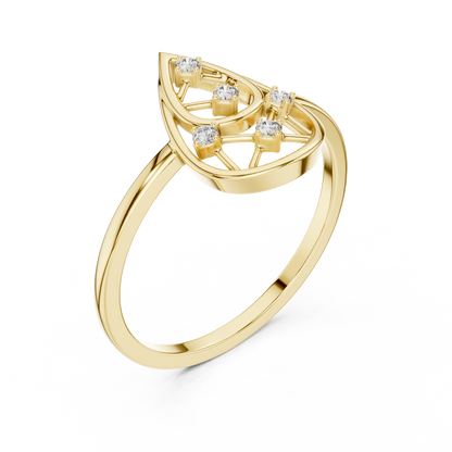 Round Lab Grown Diamond Pear Cut Frame Ring