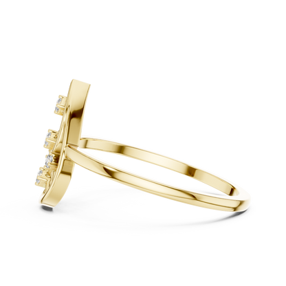 Round Lab Grown Diamond Pear Cut Frame Ring