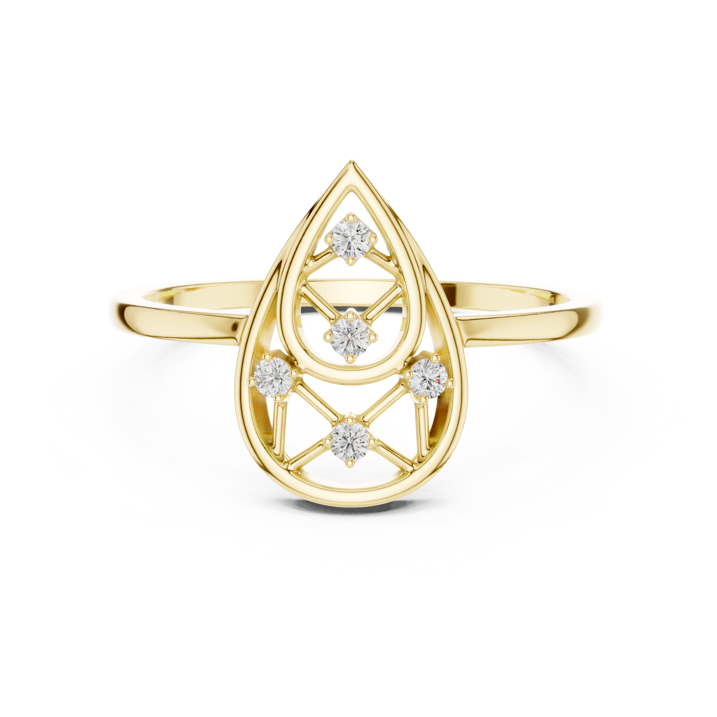 Round Lab Grown Diamond Pear Cut Frame Ring