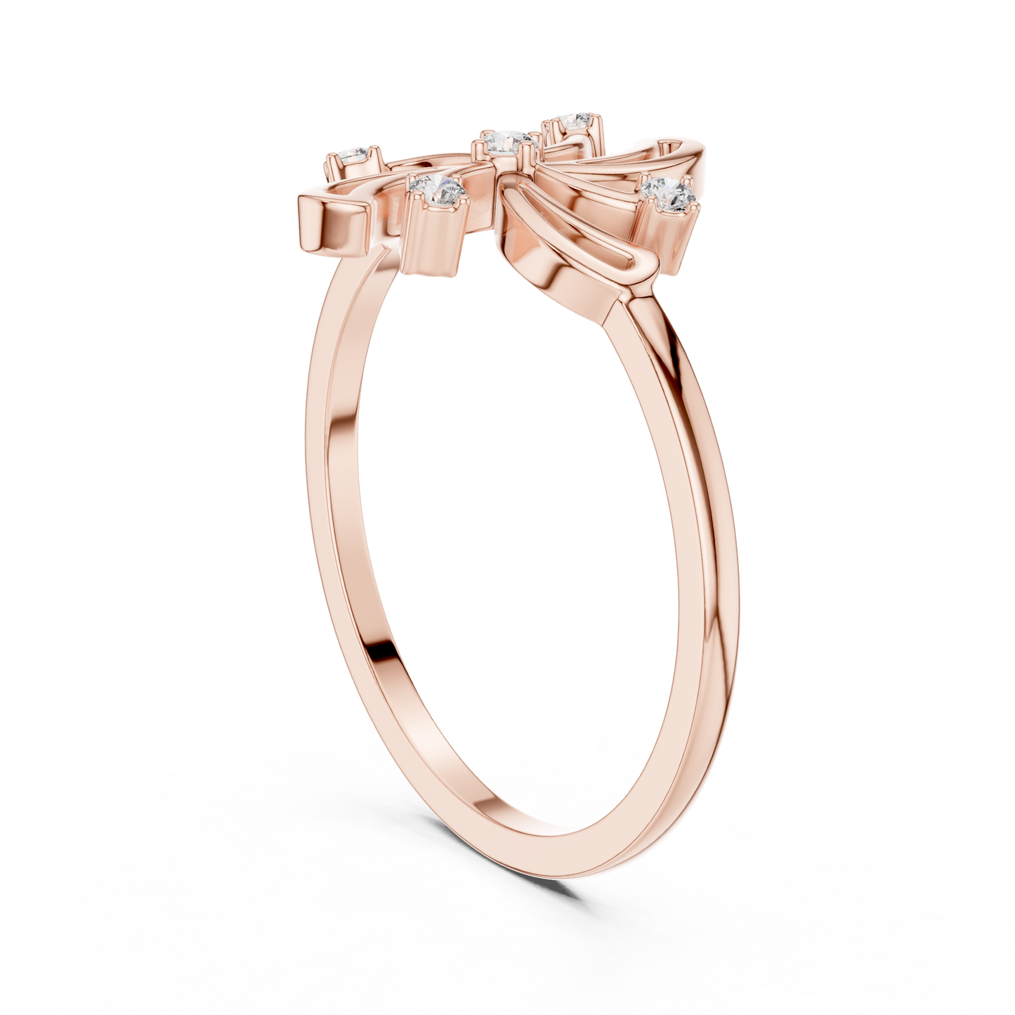 Round Lab Grown Diamond Pinwheel Flower Ring
