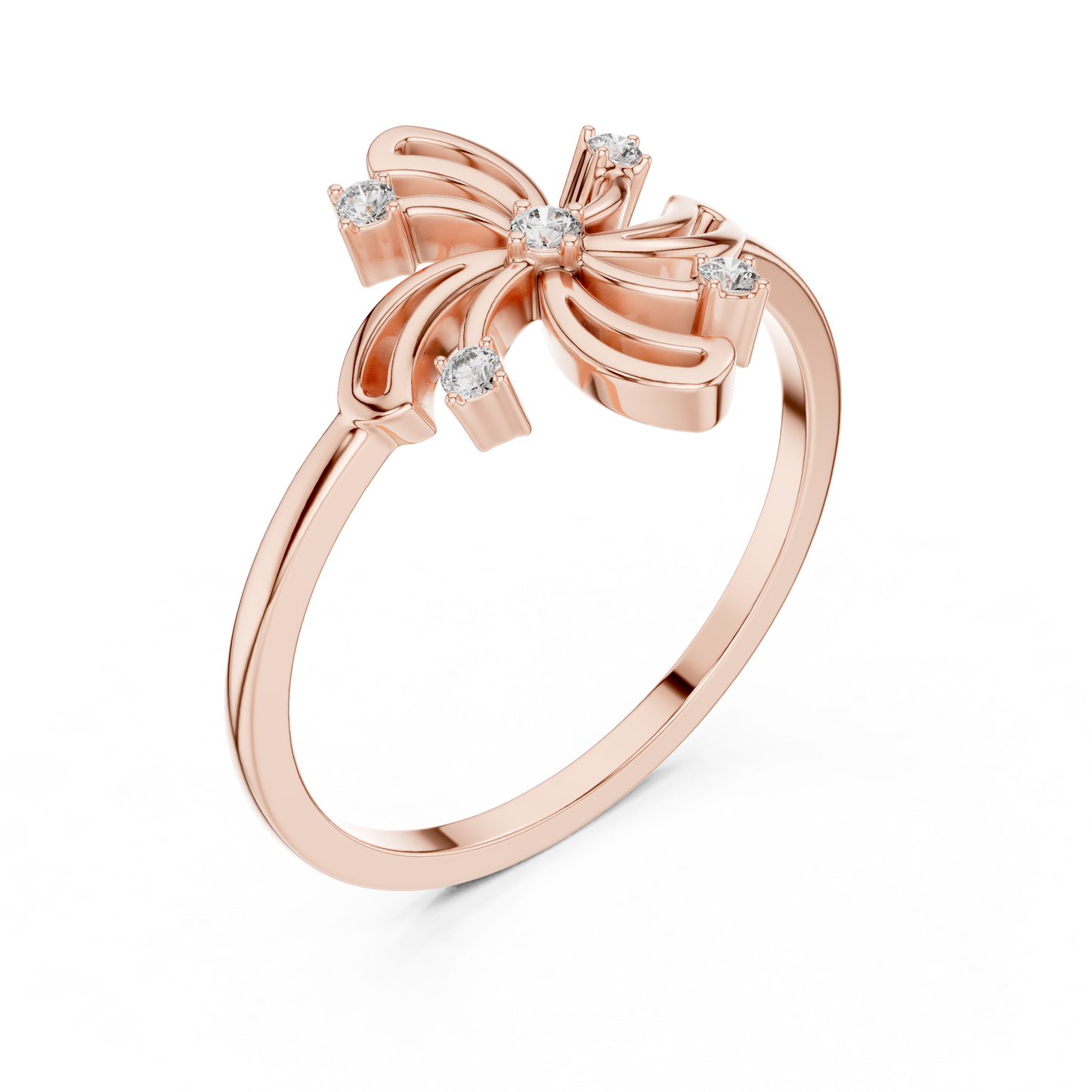 Round Lab Grown Diamond Pinwheel Flower Ring