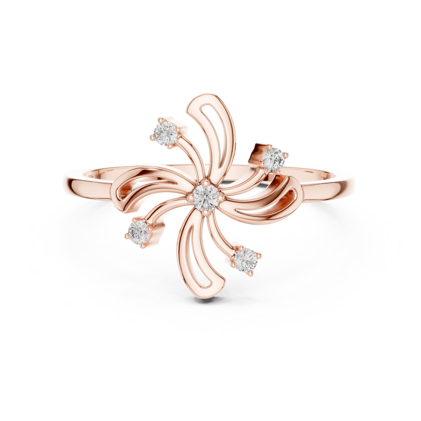 Round Lab Grown Diamond Pinwheel Flower Ring