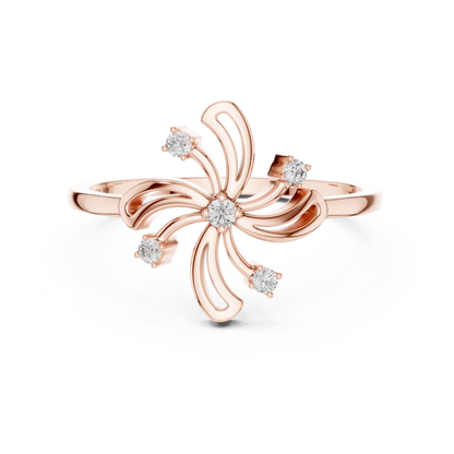 Round Lab Grown Diamond Pinwheel Flower Ring