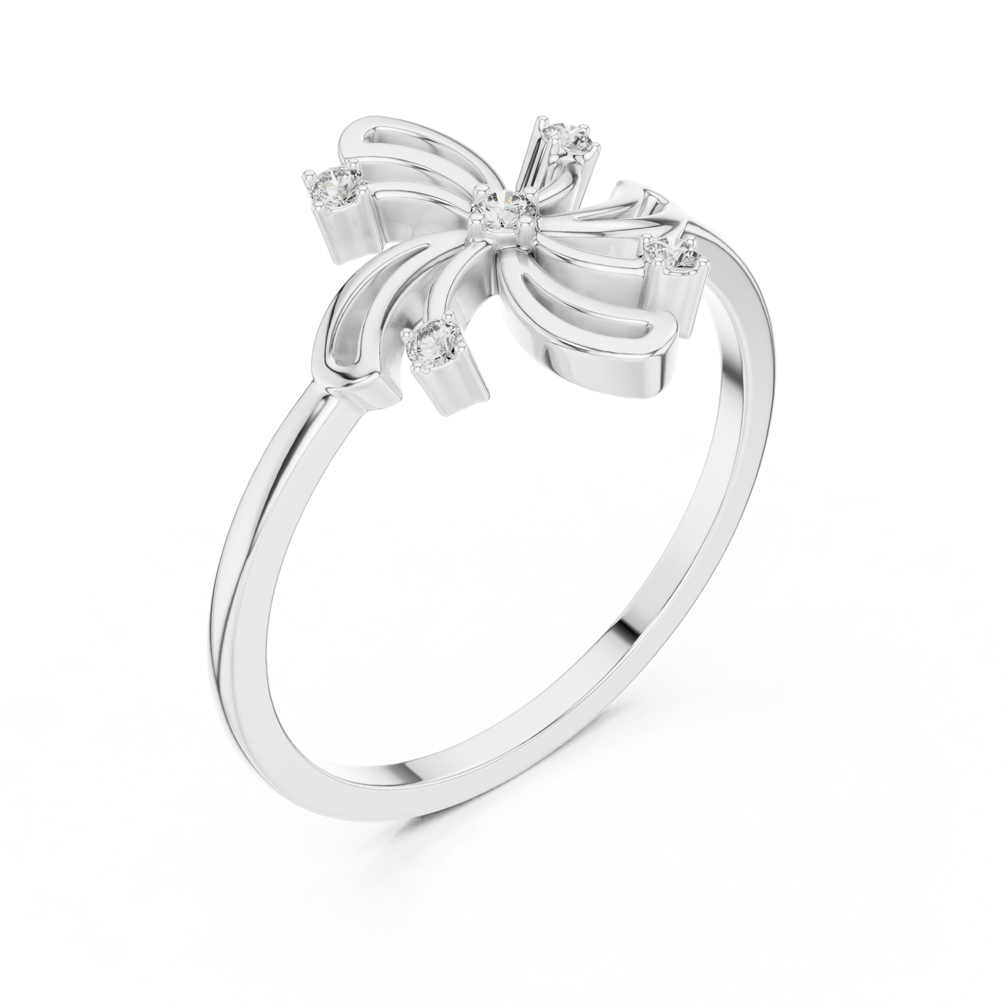 Round Lab Grown Diamond Pinwheel Flower Ring