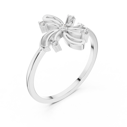 Round Lab Grown Diamond Pinwheel Flower Ring