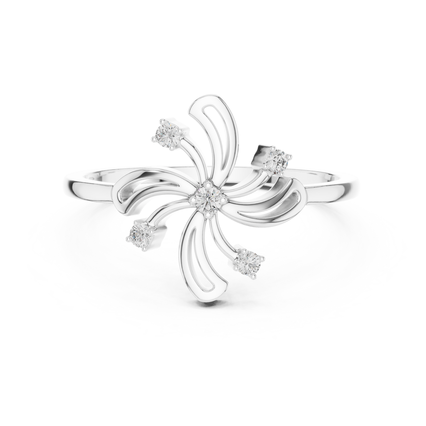 Round Lab Grown Diamond Pinwheel Flower Ring