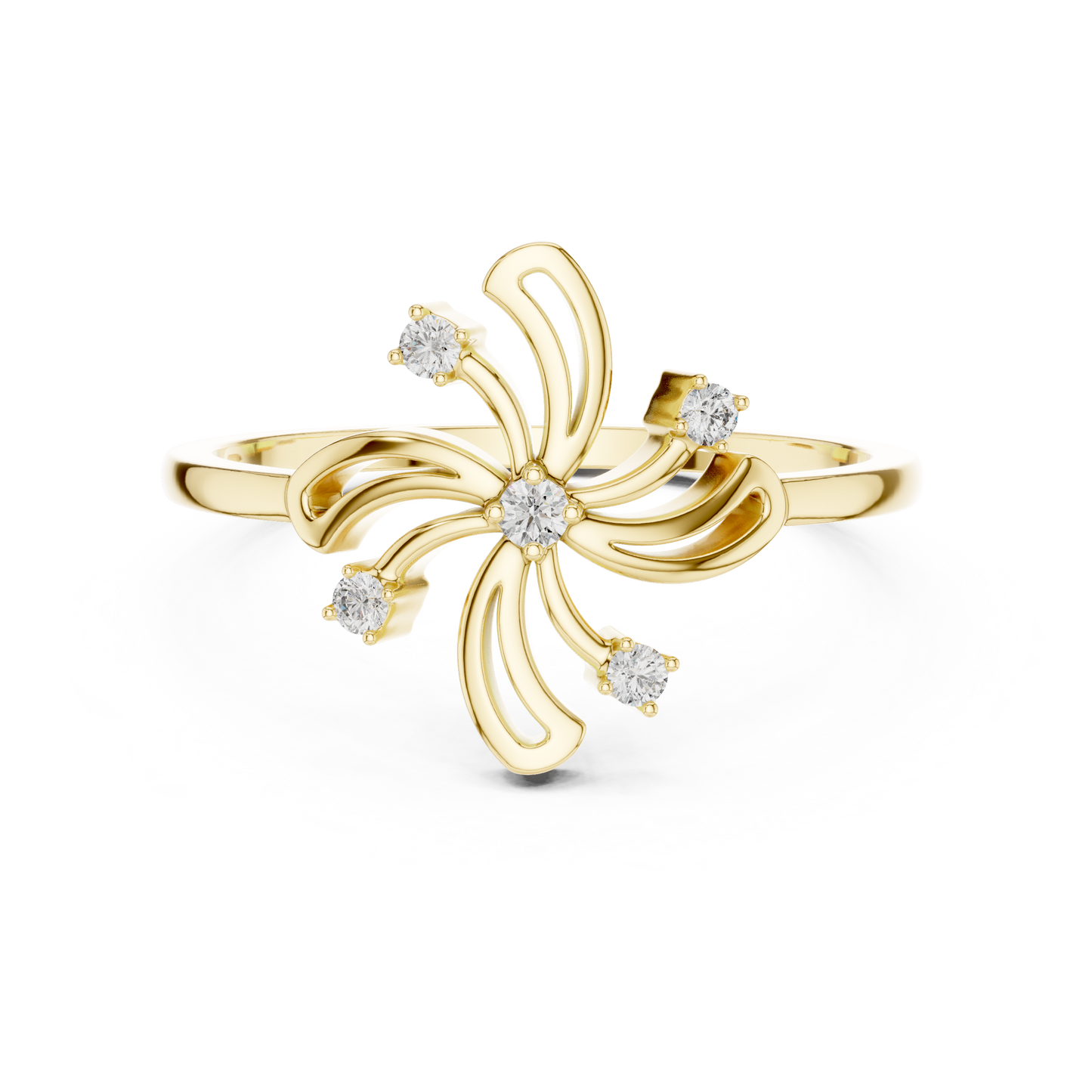 Round Lab Grown Diamond Pinwheel Flower Ring