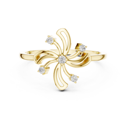 Round Lab Grown Diamond Pinwheel Flower Ring