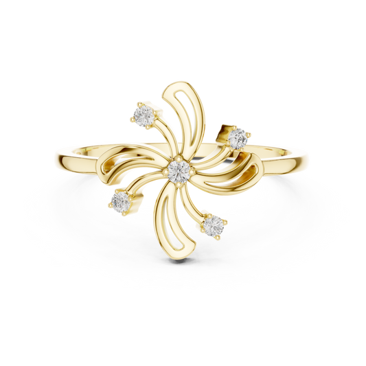 Round Lab Grown Diamond Pinwheel Flower Ring