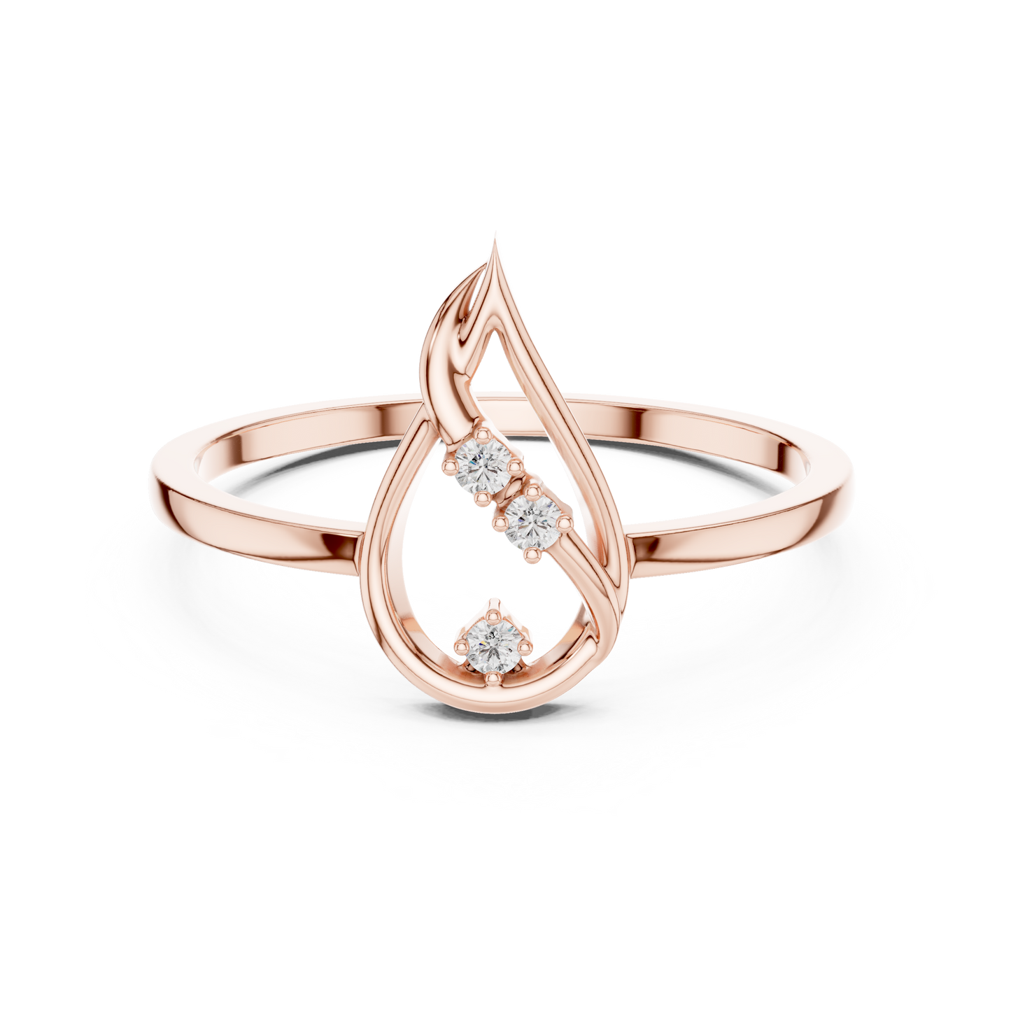 Round Lab Grown Diamond Flame Teardrop Ring
