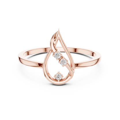 Round Lab Grown Diamond Flame Teardrop Ring