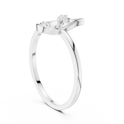 Round Lab Grown Diamond Flame Teardrop Ring