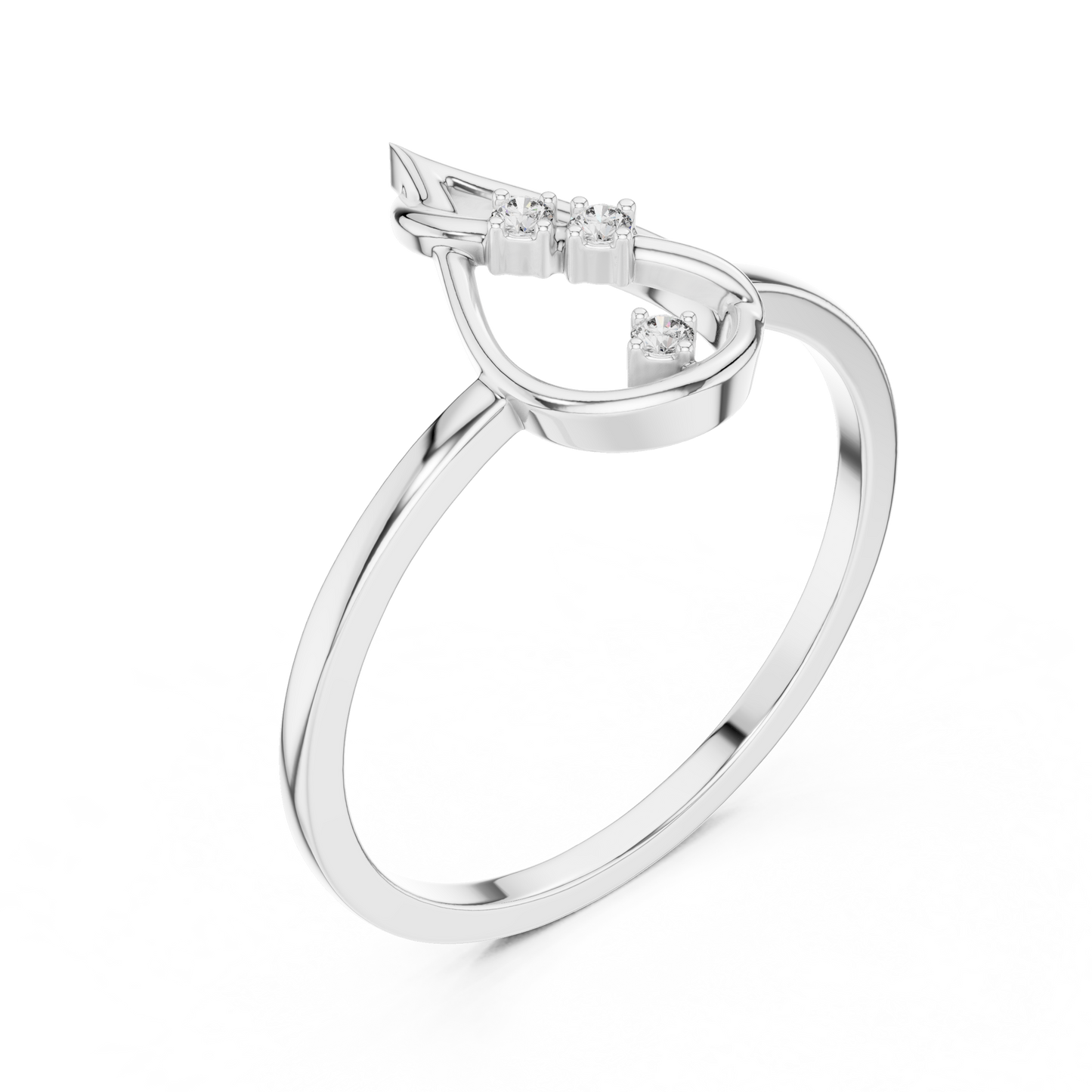 Round Lab Grown Diamond Flame Teardrop Ring