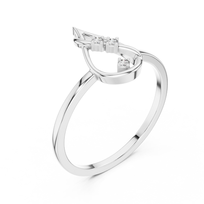 Round Lab Grown Diamond Flame Teardrop Ring