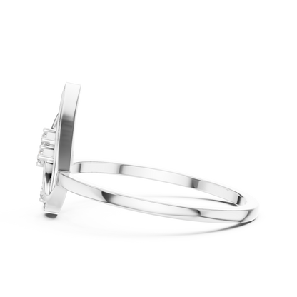 Round Lab Grown Diamond Flame Teardrop Ring