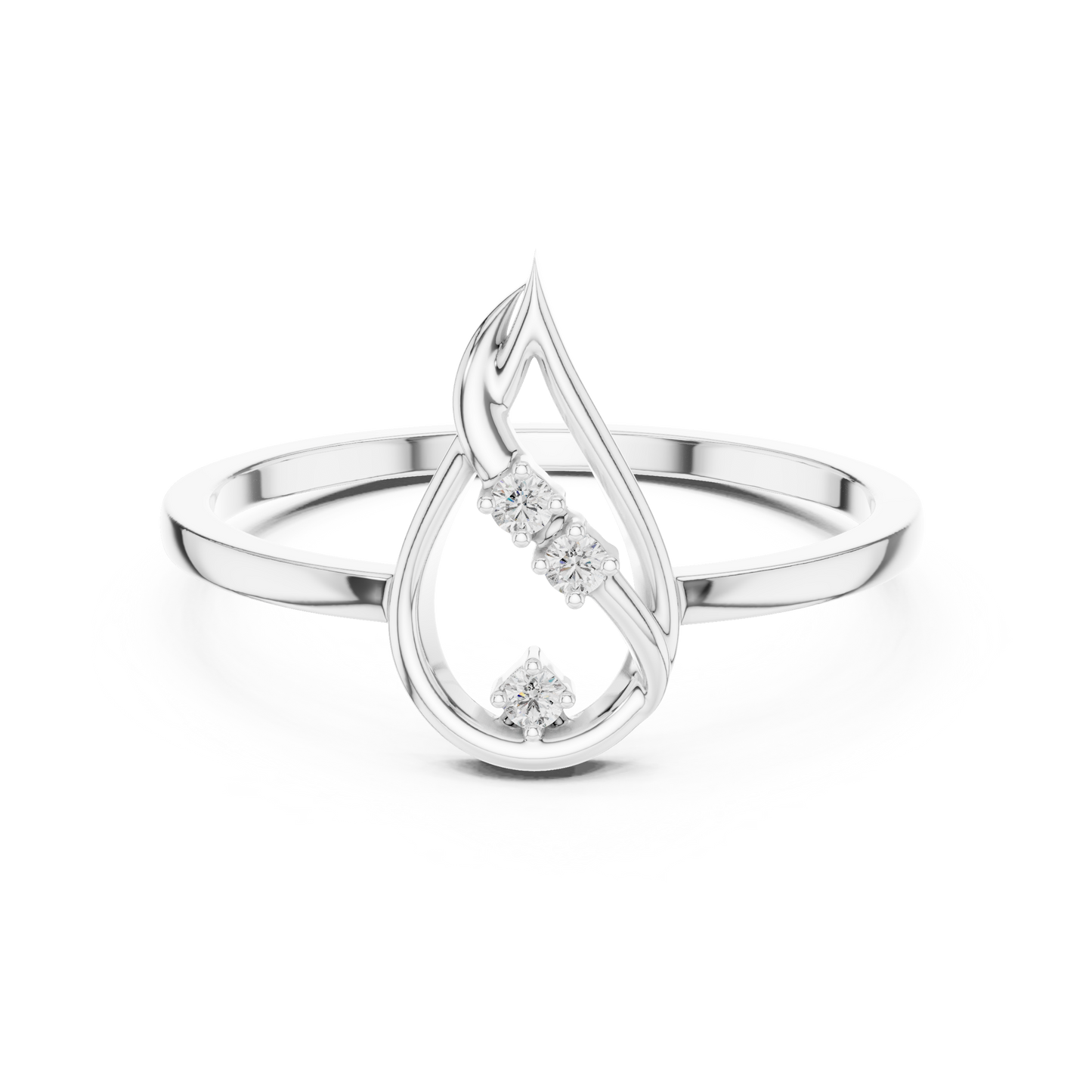 Round Lab Grown Diamond Flame Teardrop Ring