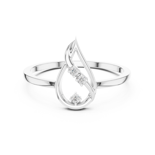 Round Lab Grown Diamond Flame Teardrop Ring