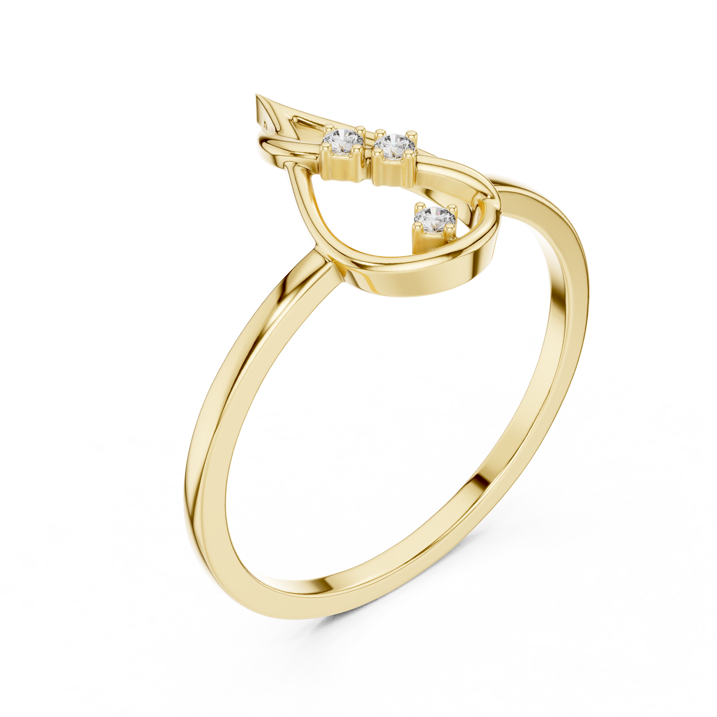 Round Lab Grown Diamond Flame Teardrop Ring