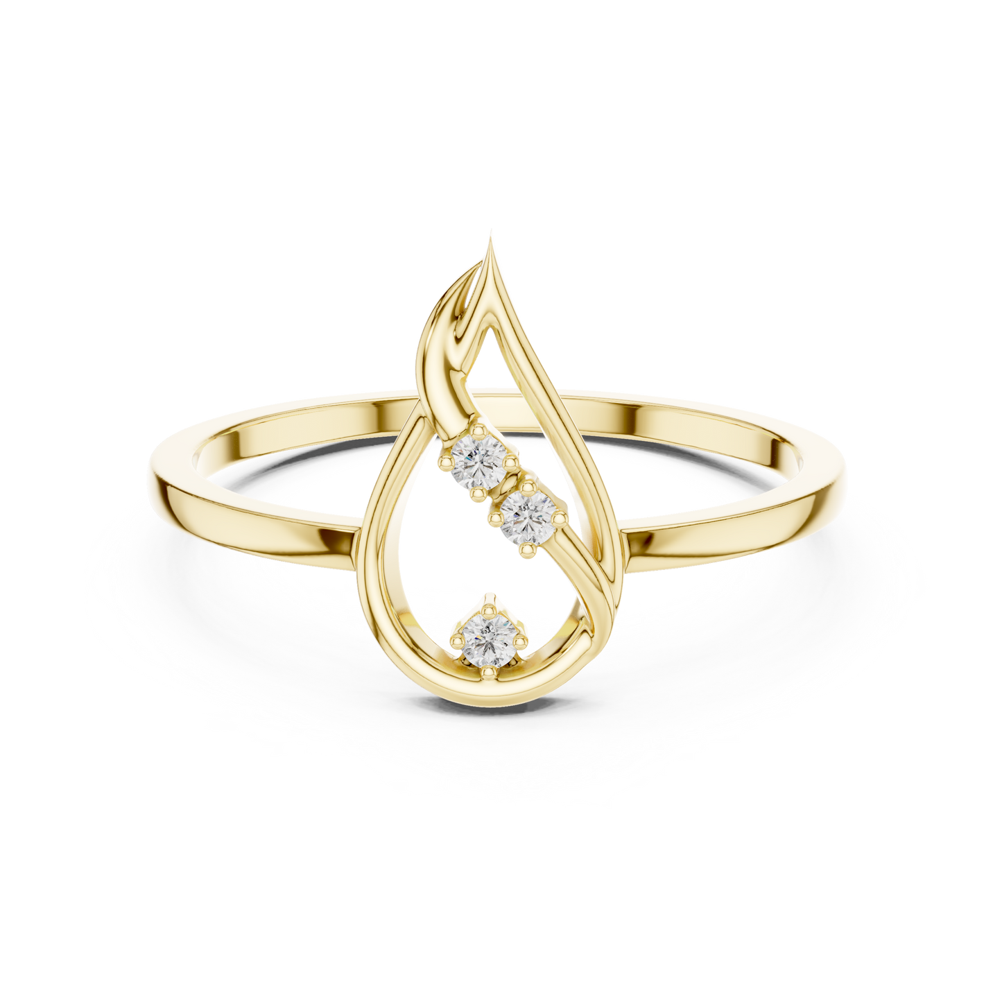 Round Lab Grown Diamond Flame Teardrop Ring