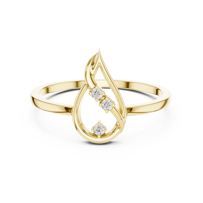 Round Lab Grown Diamond Flame Teardrop Ring