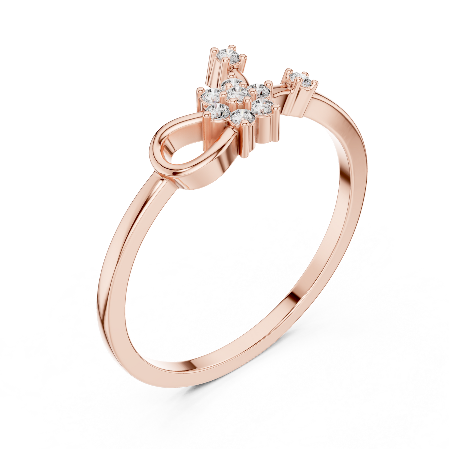 Round Lab Grown Diamond Infinity Flower Ring