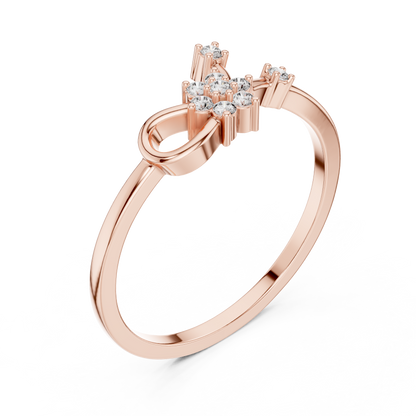 Round Lab Grown Diamond Infinity Flower Ring