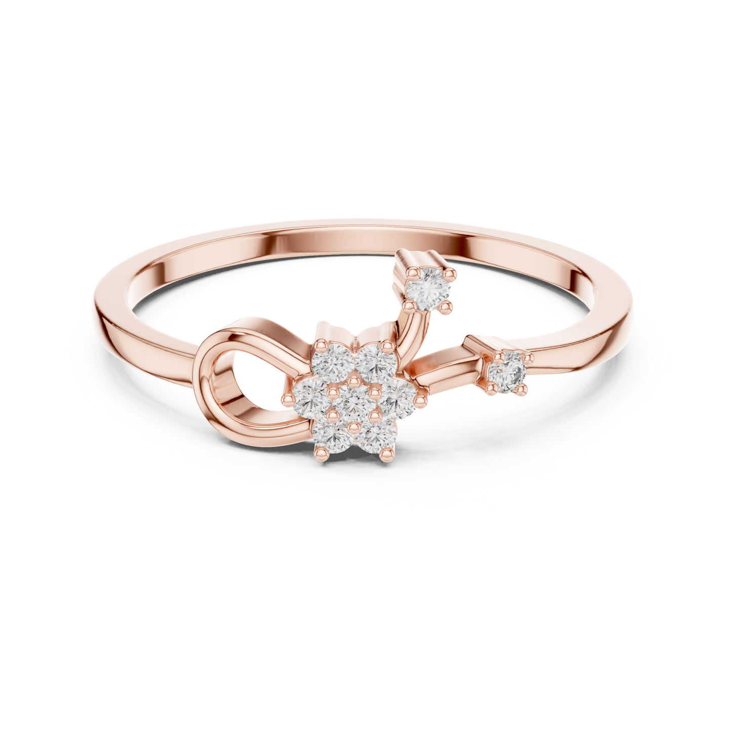 Round Lab Grown Diamond Infinity Flower Ring