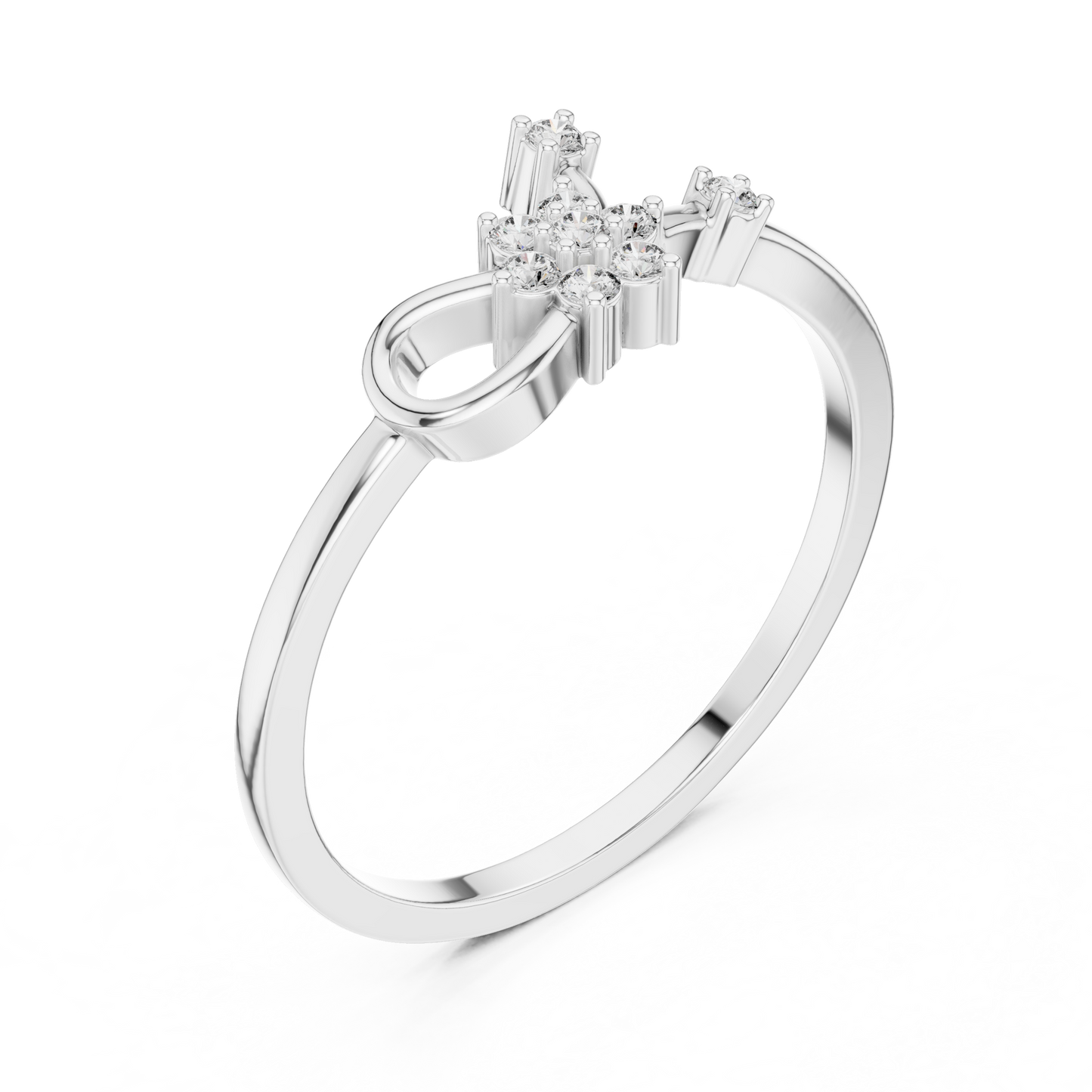 Round Lab Grown Diamond Infinity Flower Ring