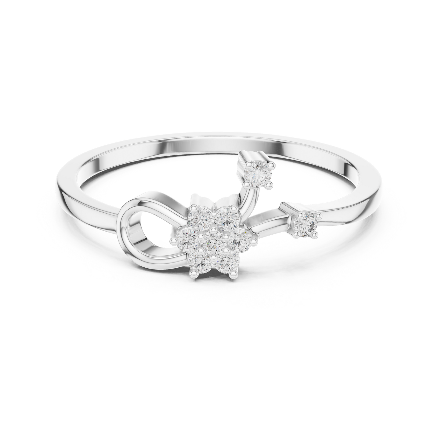 Round Lab Grown Diamond Infinity Flower Ring