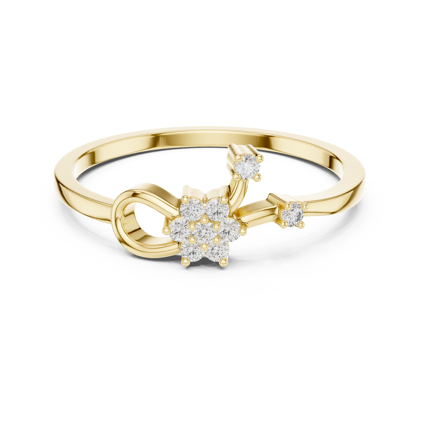 Round Lab Grown Diamond Infinity Flower Ring