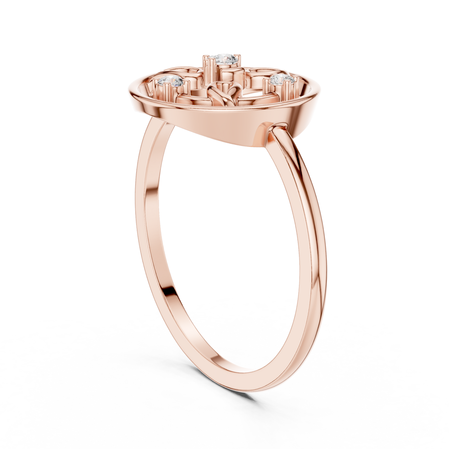 Round Lab Grown Diamond Geometric Open Circle Ring