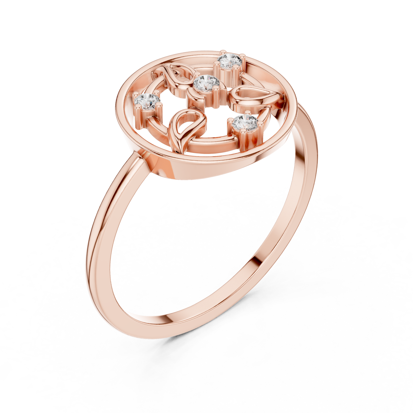 Round Lab Grown Diamond Geometric Open Circle Ring