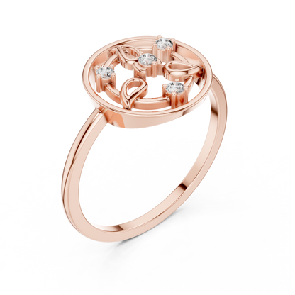 Round Lab Grown Diamond Geometric Open Circle Ring