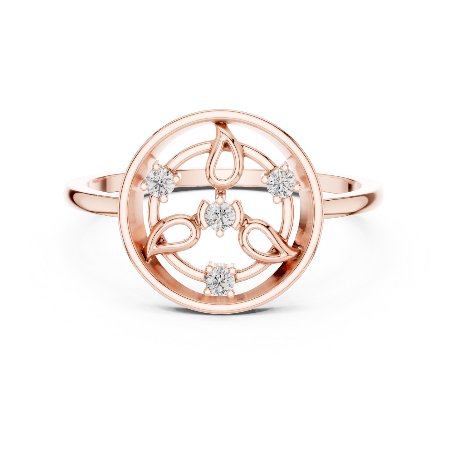 Round Lab Grown Diamond Geometric Open Circle Ring