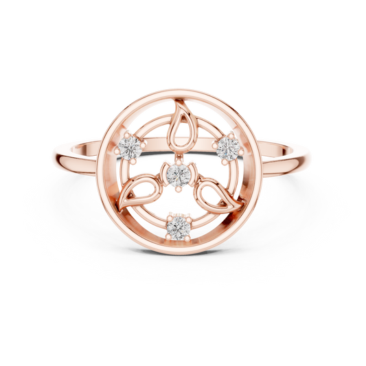 Round Lab Grown Diamond Geometric Open Circle Ring