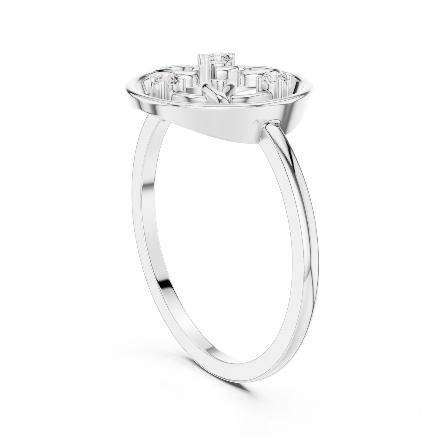 Round Lab Grown Diamond Geometric Open Circle Ring