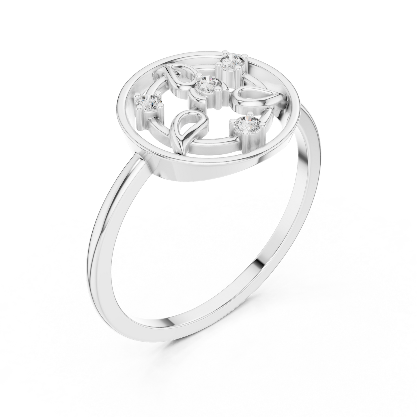 Round Lab Grown Diamond Geometric Open Circle Ring