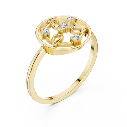 Round Lab Grown Diamond Geometric Open Circle Ring