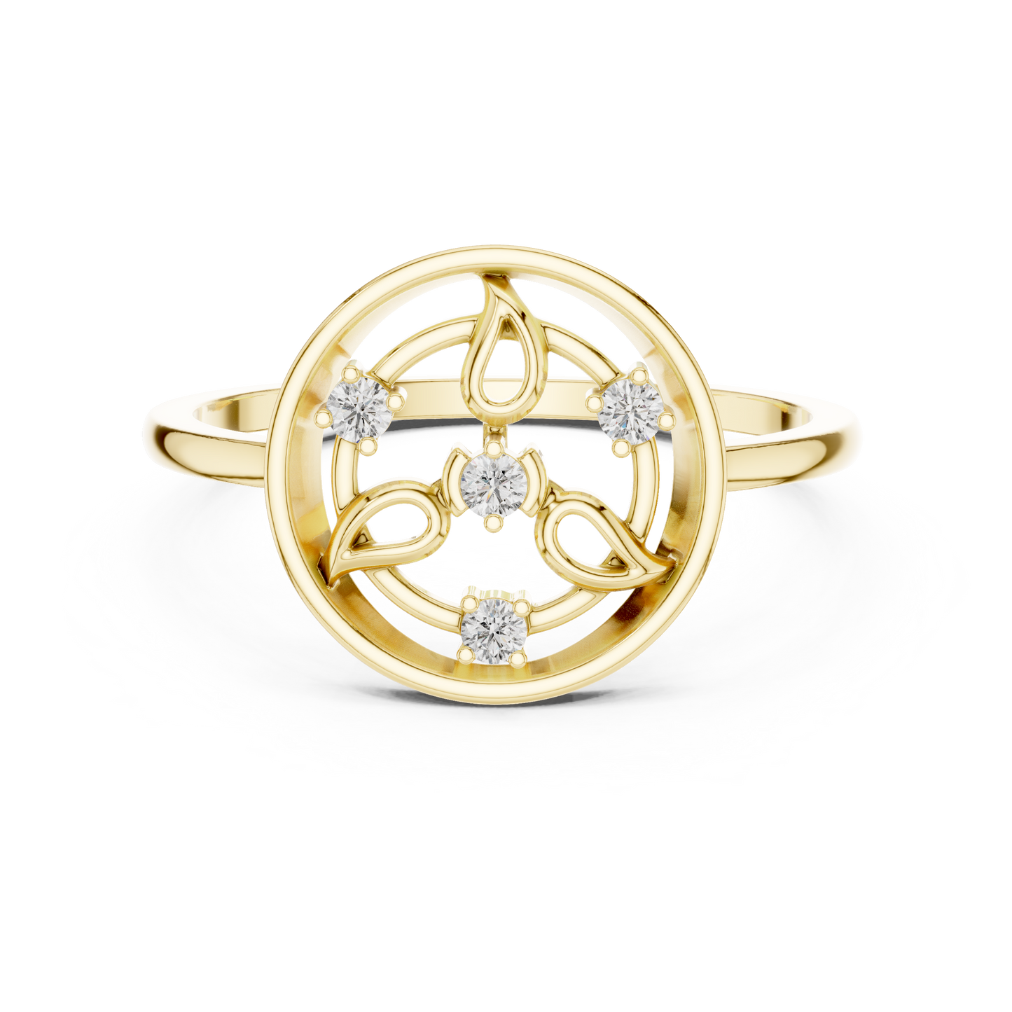 Round Lab Grown Diamond Geometric Open Circle Ring