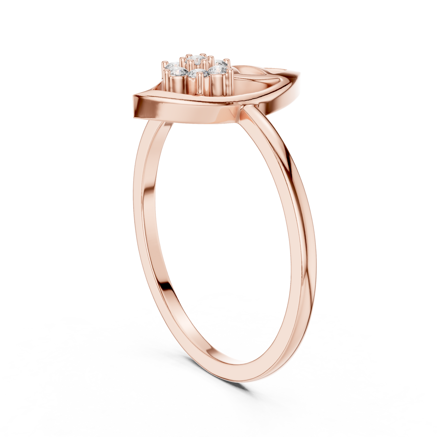 Round Lab Grown Diamond Marquise Leaf Cluster Ring
