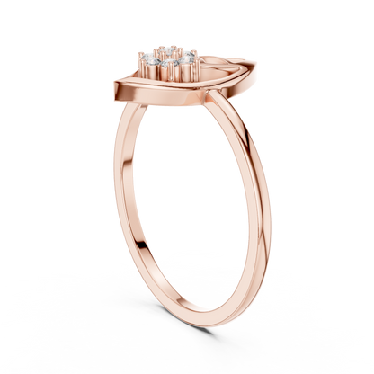 Round Lab Grown Diamond Marquise Leaf Cluster Ring