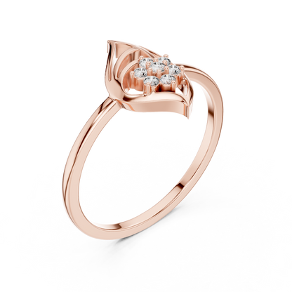 Round Lab Grown Diamond Marquise Leaf Cluster Ring
