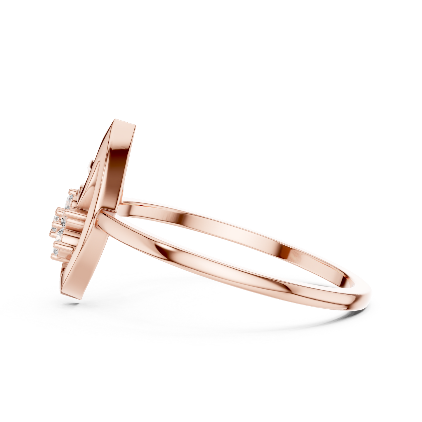 Round Lab Grown Diamond Marquise Leaf Cluster Ring