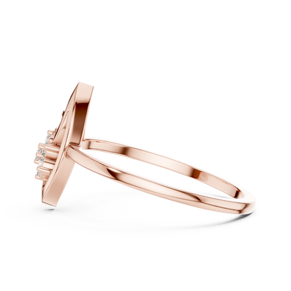 Round Lab Grown Diamond Marquise Leaf Cluster Ring