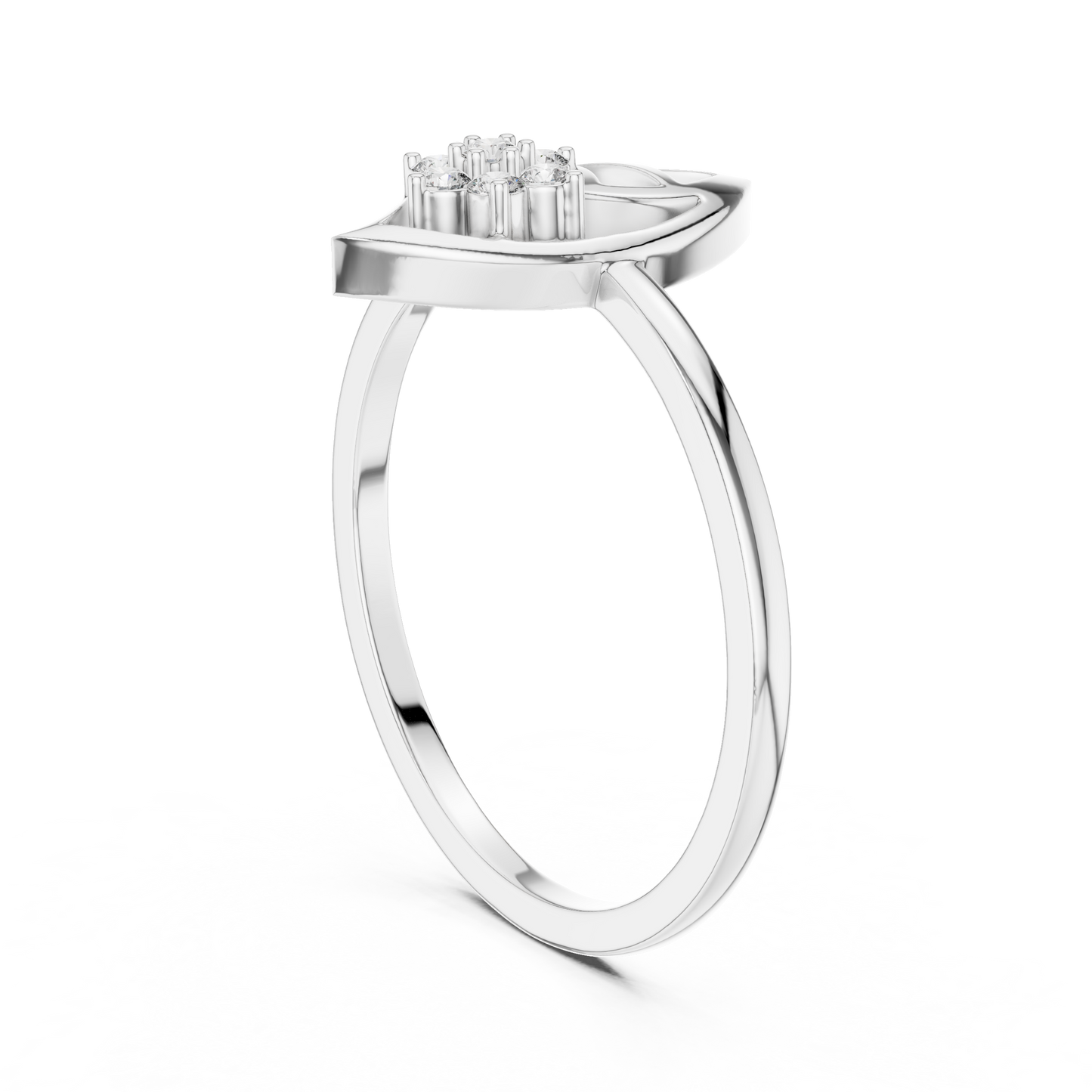 Round Lab Grown Diamond Marquise Leaf Cluster Ring