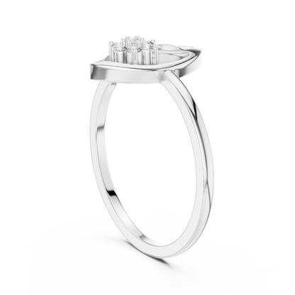 Round Lab Grown Diamond Marquise Leaf Cluster Ring