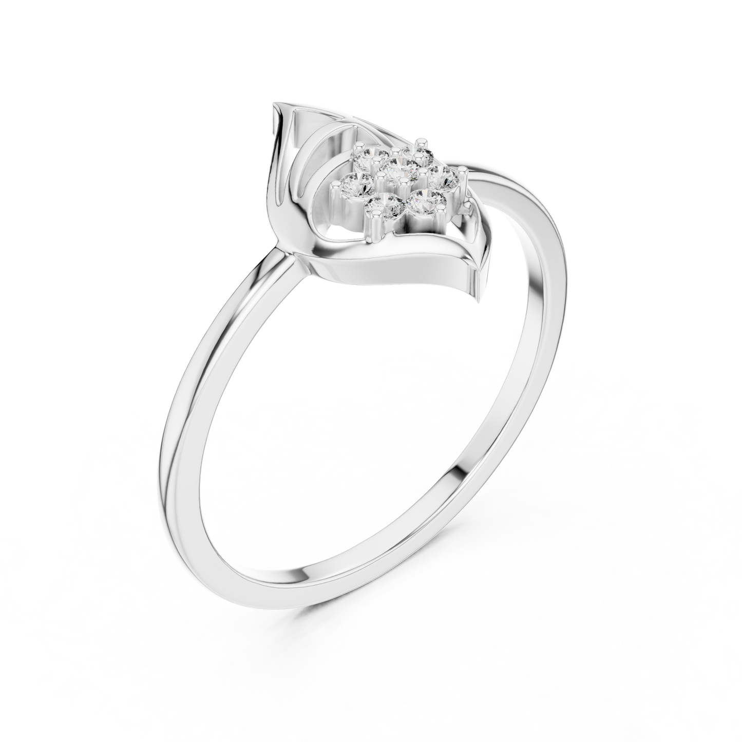 Round Lab Grown Diamond Marquise Leaf Cluster Ring